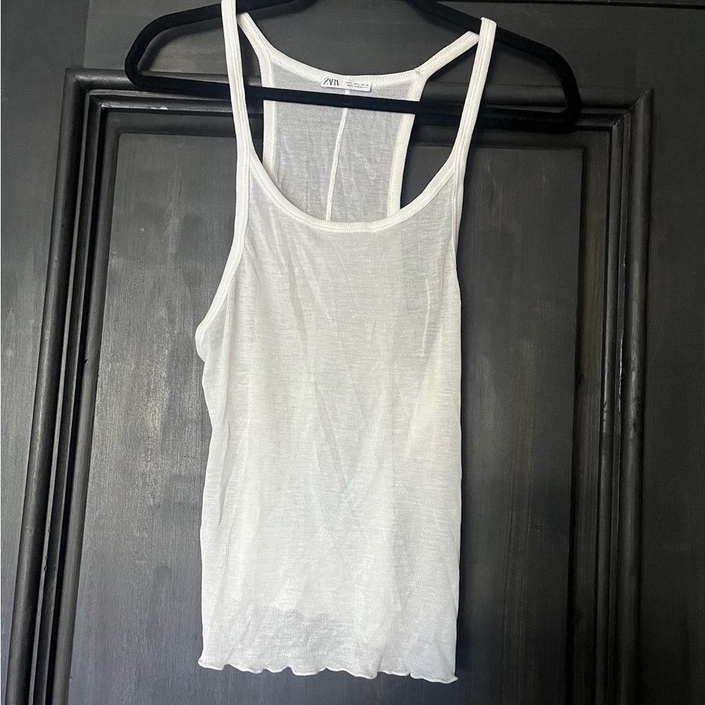 Zara White Sheer Tank Top